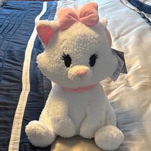 Disney Weighted Plush Marie Artisocats White Cat Pink Bow Park Exclusive Toy 17"